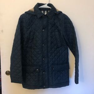 Burberry girls kids quilted navy blue jacket sz 14 14Y